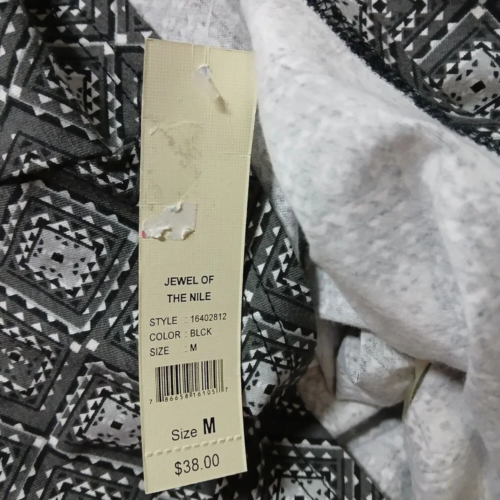 Jordache Jewel of the Nile Geometric Print Black Gray Sleeveless Blouse Medium - Picture 9 of 10